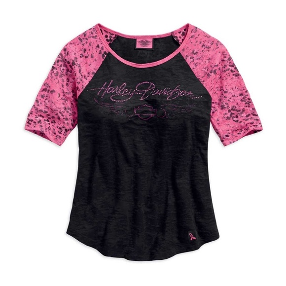 NWT Harley-Davidson Burnout Leopard Accent Tee plus size 2X breast cancer - Picture 1 of 9